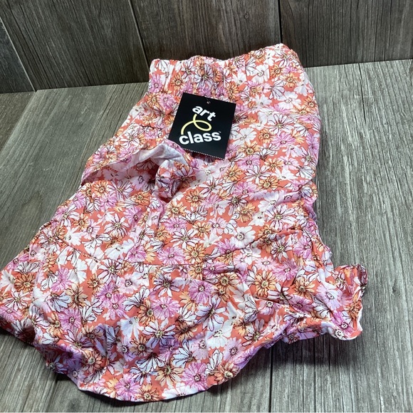 Art Class Floral Pull On Skirt Girls Size Large 10-12 Pink Elastic Waist - Picture 3 of 16